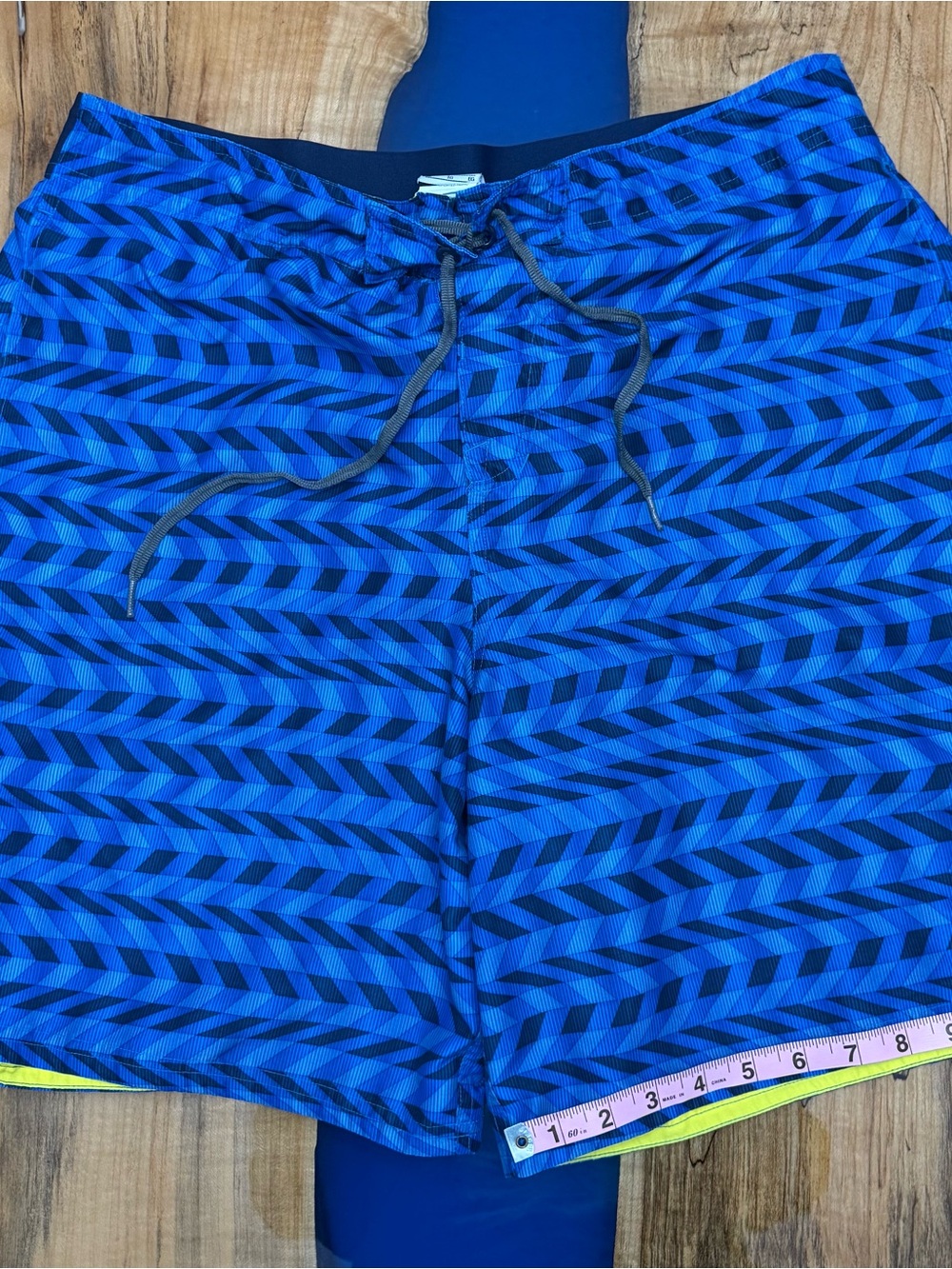 Nike Men’s XL Swim Trunks Blue Geometric Print Drawstring Built-In Support Liner - Picture 4 of 13